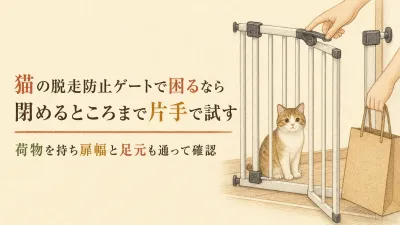 猫の脱走防止ゲートは片手で開く？扉付きタイプの選び方