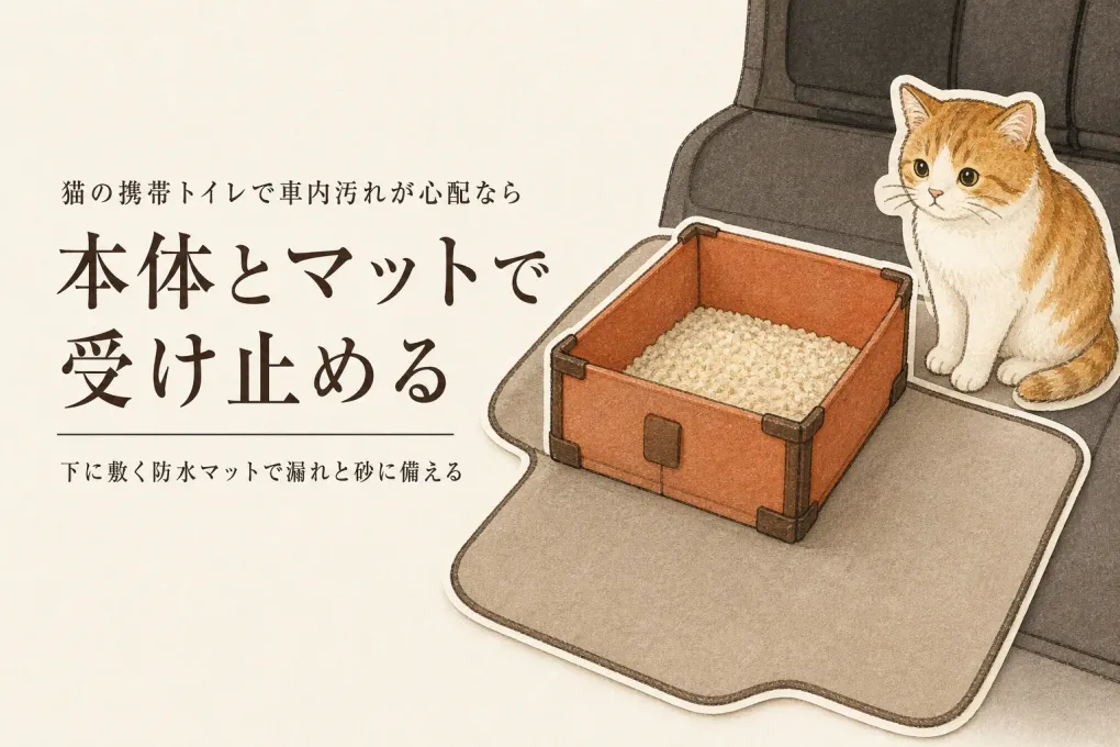 猫の携帯トイレは折りたたみで選ぶ？長距離ドライブの車内汚れを防ぐ組み合わせ